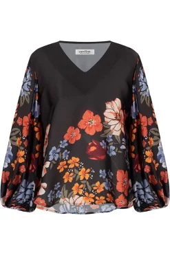 Fashion Carolina Milena V-Neck Long Sleeve Top Charcoal