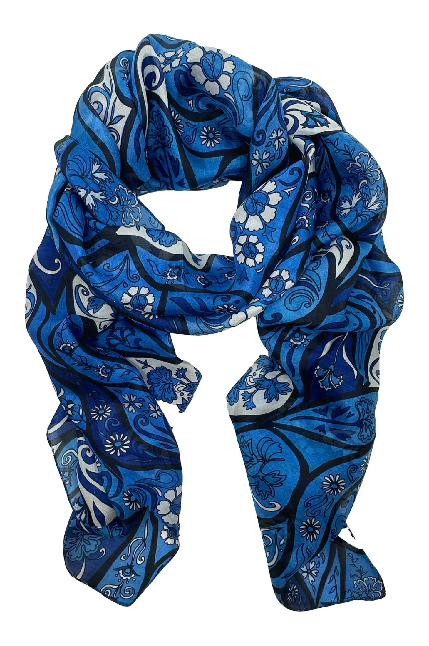 Outlet Carolina Mira Silk Scarf Cobalt