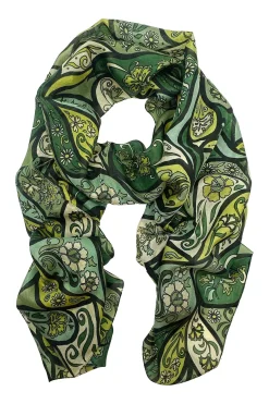 New Carolina Mira Silk Scarf Olive