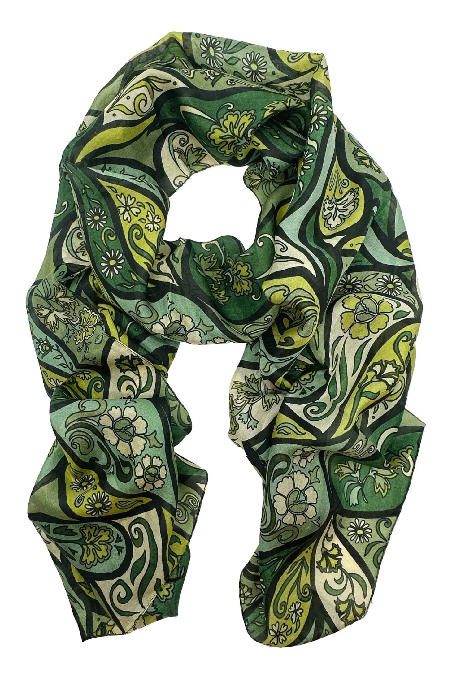 New Carolina Mira Silk Scarf Olive
