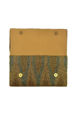 Shop Carolina Namira Sequinned Clutch Bag Gold/Silver