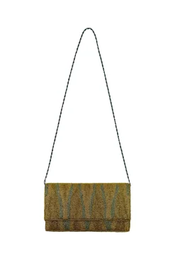 Shop Carolina Namira Sequinned Clutch Bag Gold/Silver