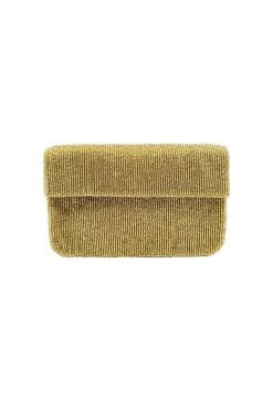 Cheap Carolina Nara Sequinned Clutch Bag Gold