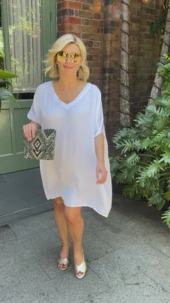 Shop Carolina Nice Tunic White with V neck