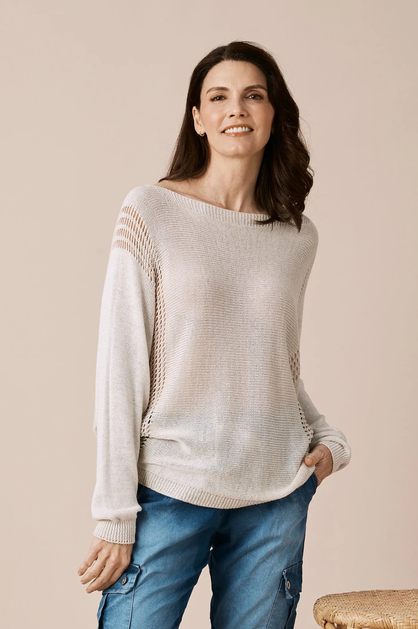 Discount Carolina Oriana Light Knitwear Ivory Shimmer