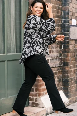 Flash Sale Carolina Paisley Long Sleeve Top Black