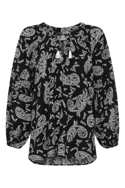 Flash Sale Carolina Paisley Long Sleeve Top Black