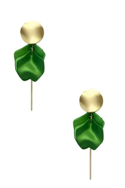 Sale Carolina Pansy Metallic Green Earrings