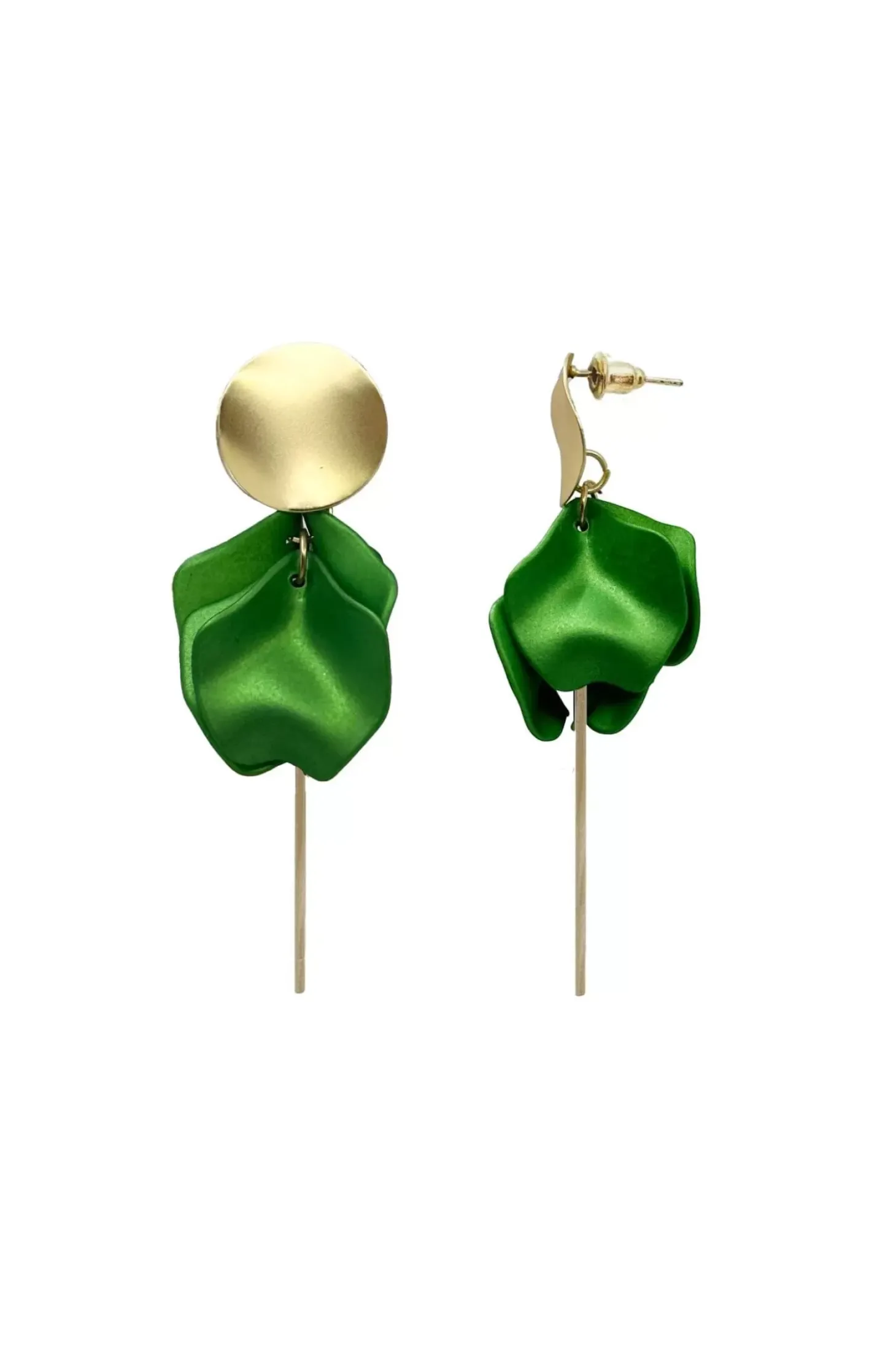 Sale Carolina Pansy Metallic Green Earrings