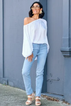 Flash Sale Carolina Payton Straight Jeans Light Denim Blue High Rise