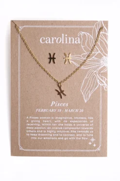 Cheap Carolina Pisces Zodiac Necklace & Earring Set