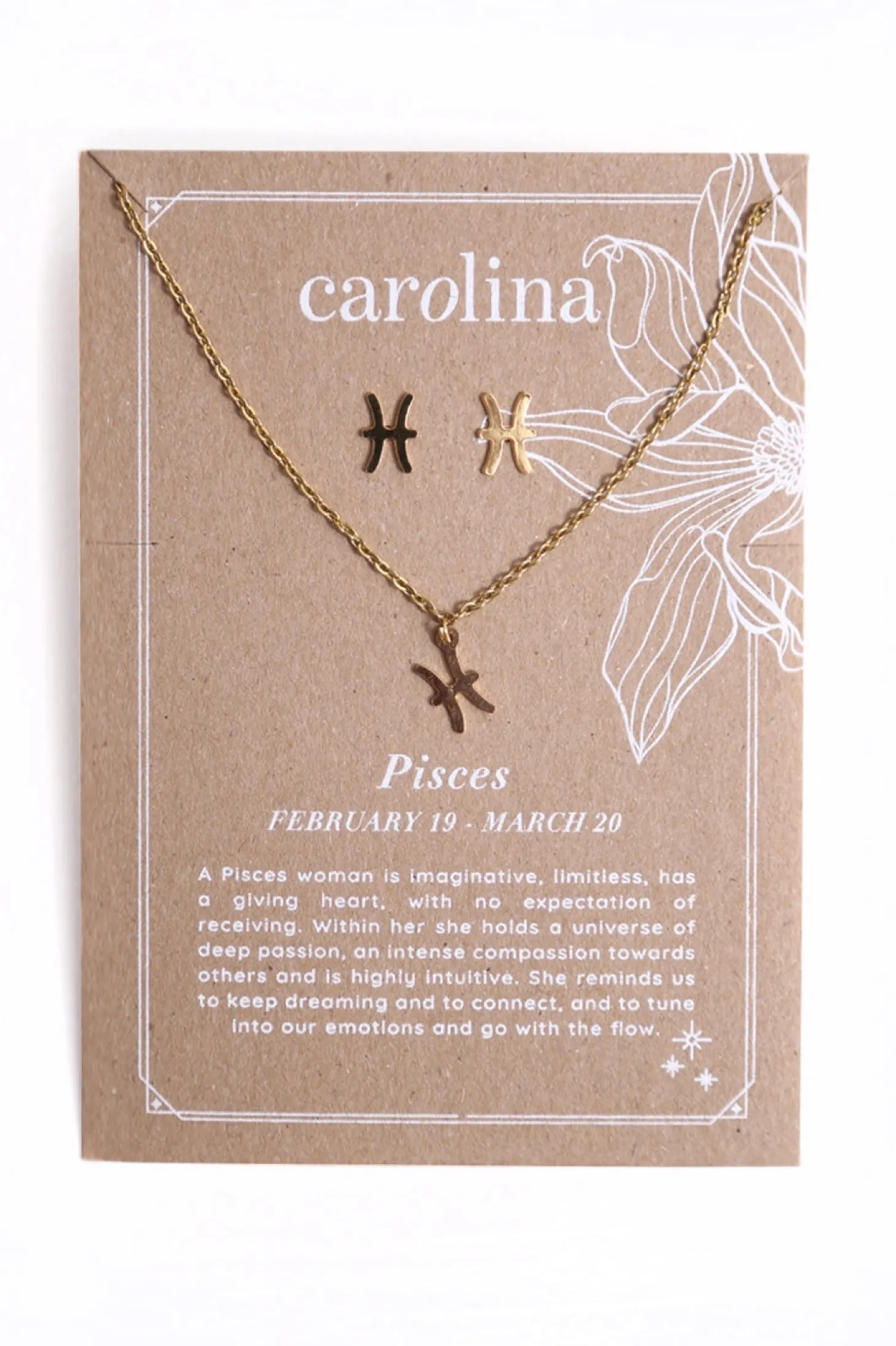 Cheap Carolina Pisces Zodiac Necklace & Earring Set