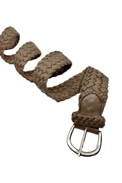 Hot Carolina Plaited Jeans Belt Khaki Soft Leather