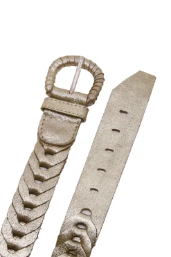 Shop Carolina Plaited Jeans Belt Metallic  Light Gold