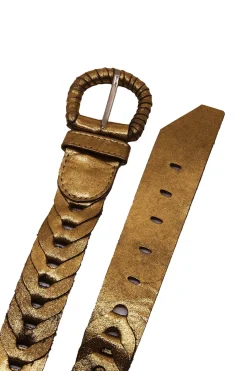 Outlet Carolina Plaited Jeans Belt Metallic Dark Gold