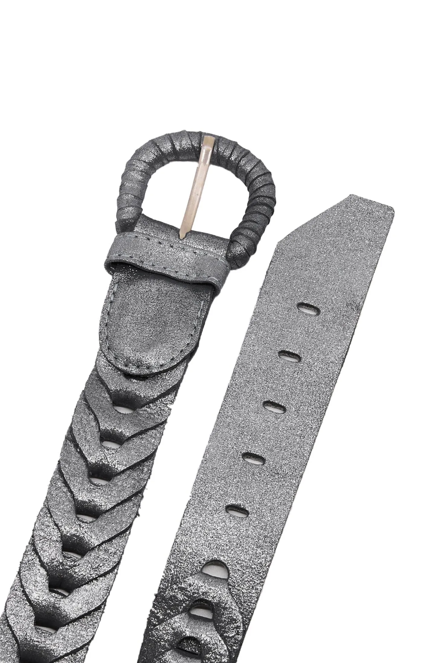 New Carolina Plaited Jeans Belt Metallic Silver