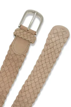 Hot Carolina Plaited Jeans Belt Nude Soft Leather