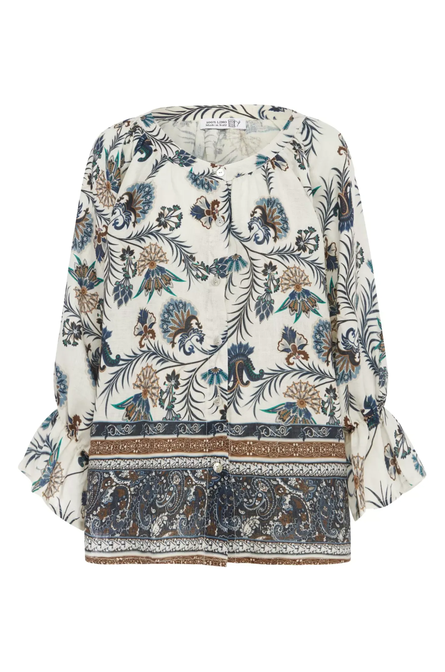 Hot Carolina Portia Linen Top Navy and White
