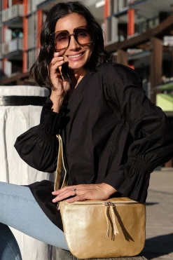Outlet Carolina Ramona Leather Handbag Gold
