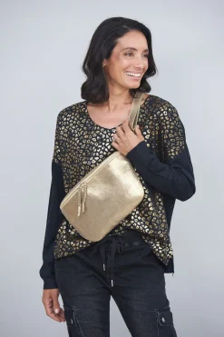 Cheap Carolina Ramona Leather Handbag Gold Metallic