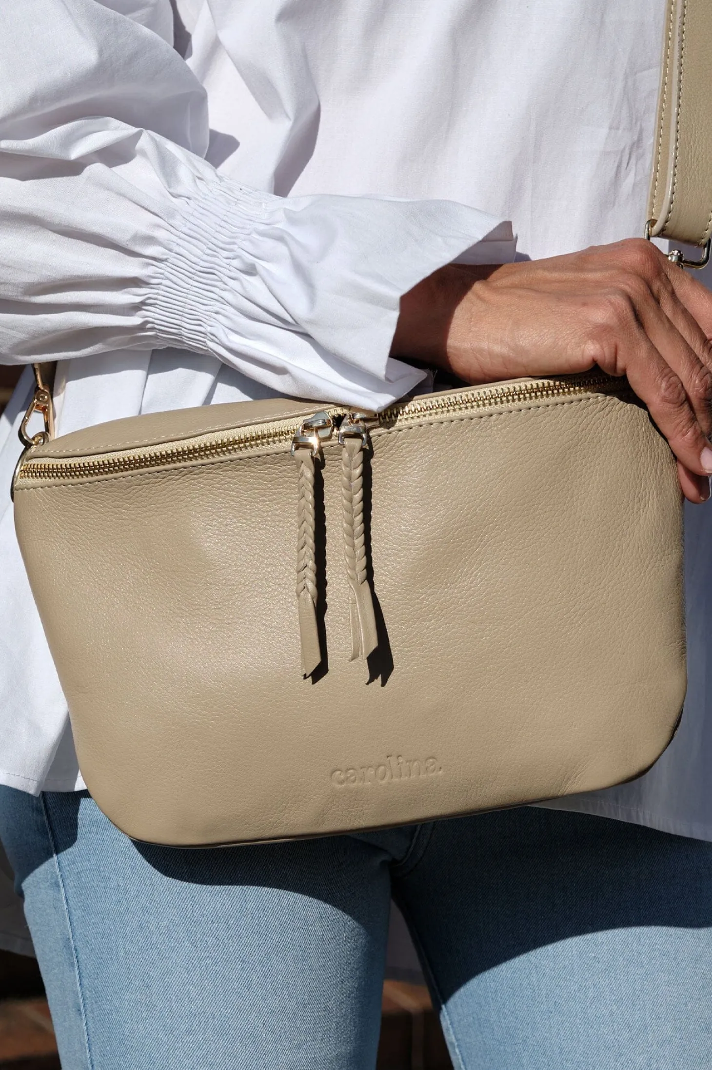 Outlet Carolina Ramona Leather Handbag Nude