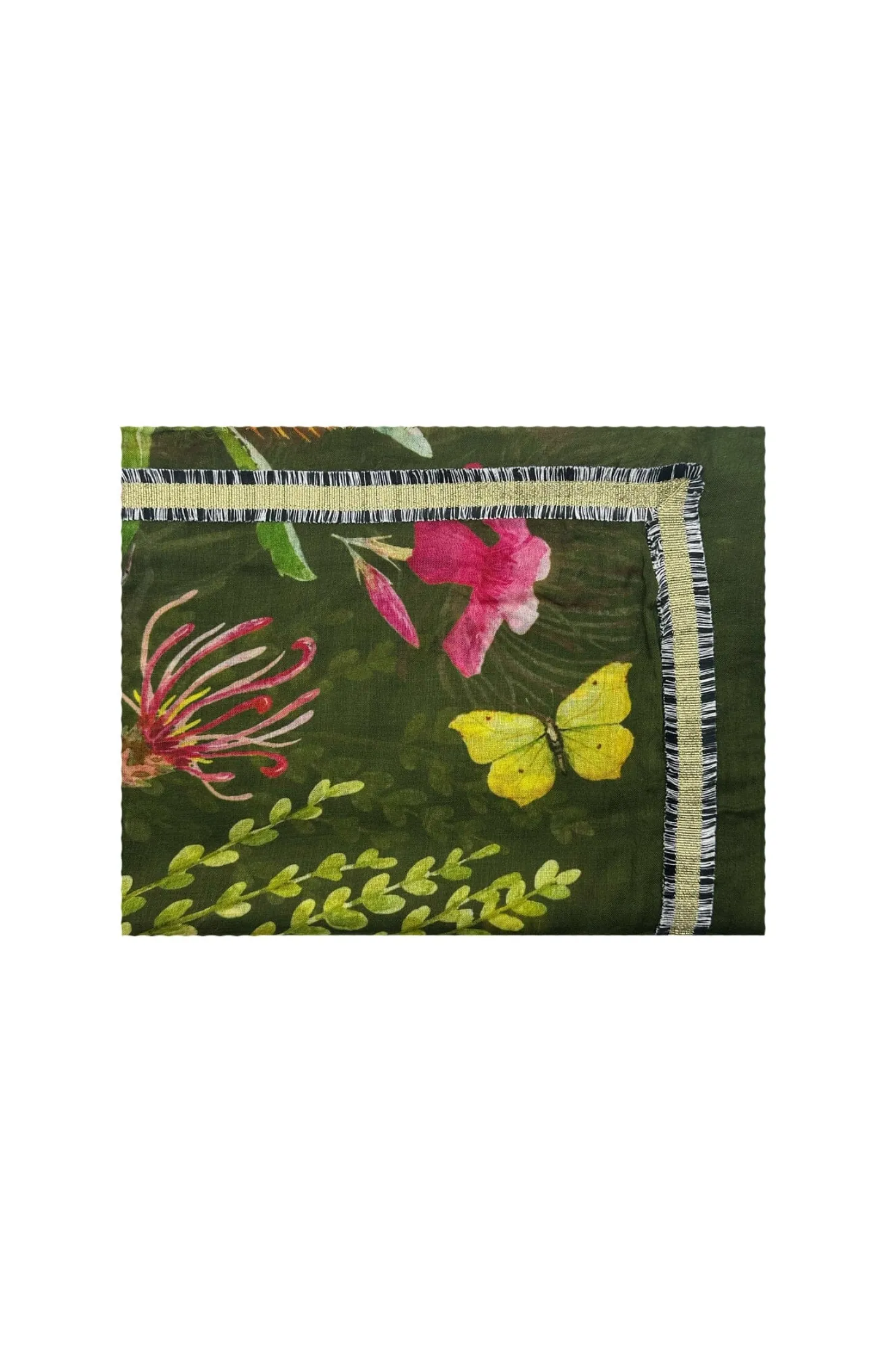 Sale Carolina Rebekah Floral Modal Scarf Olive