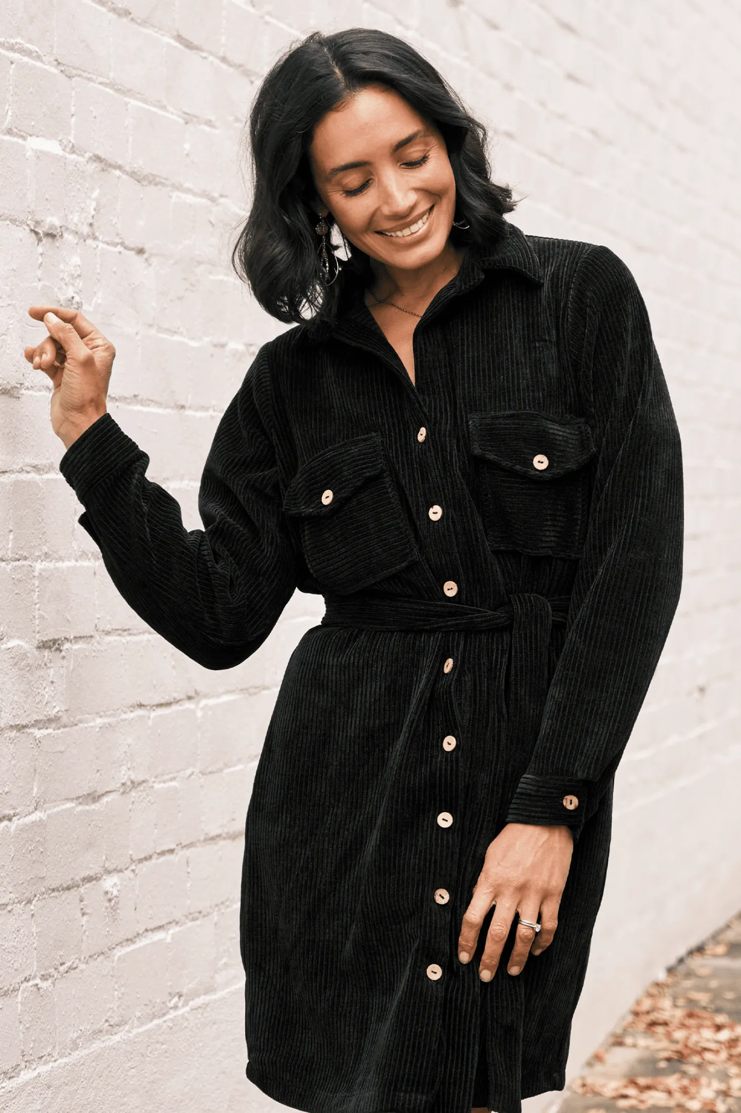 New Carolina Remi Corduroy Dress Black