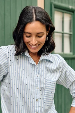 Cheap Carolina Renata Blue Striped Collared Shirt