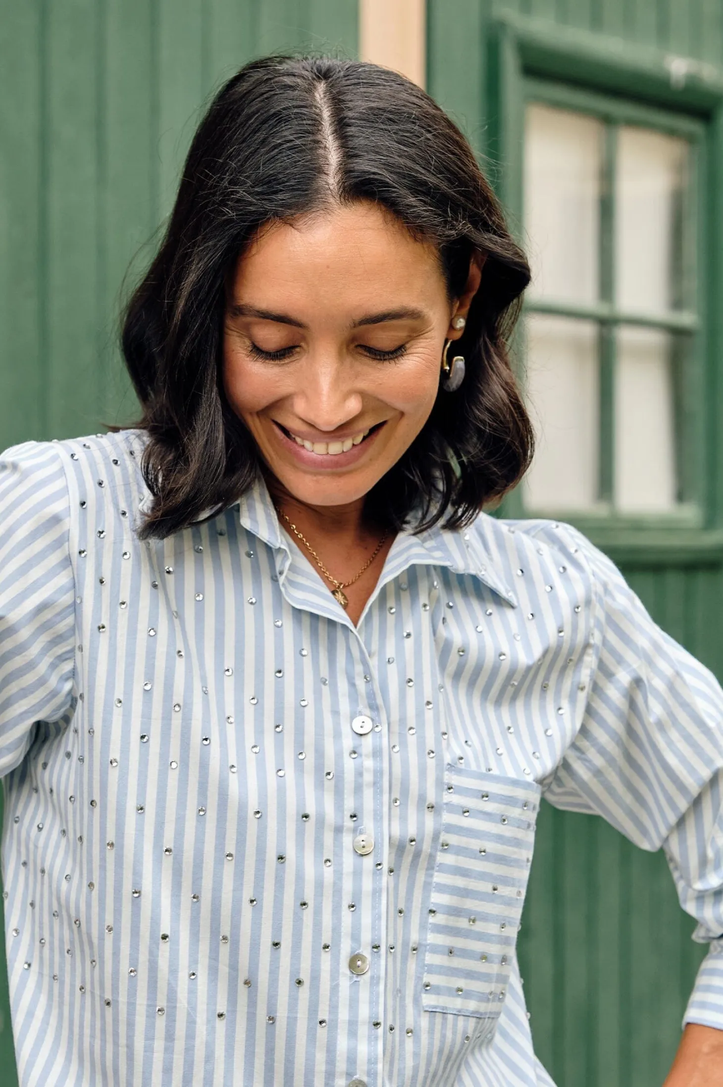 Cheap Carolina Renata Blue Striped Collared Shirt