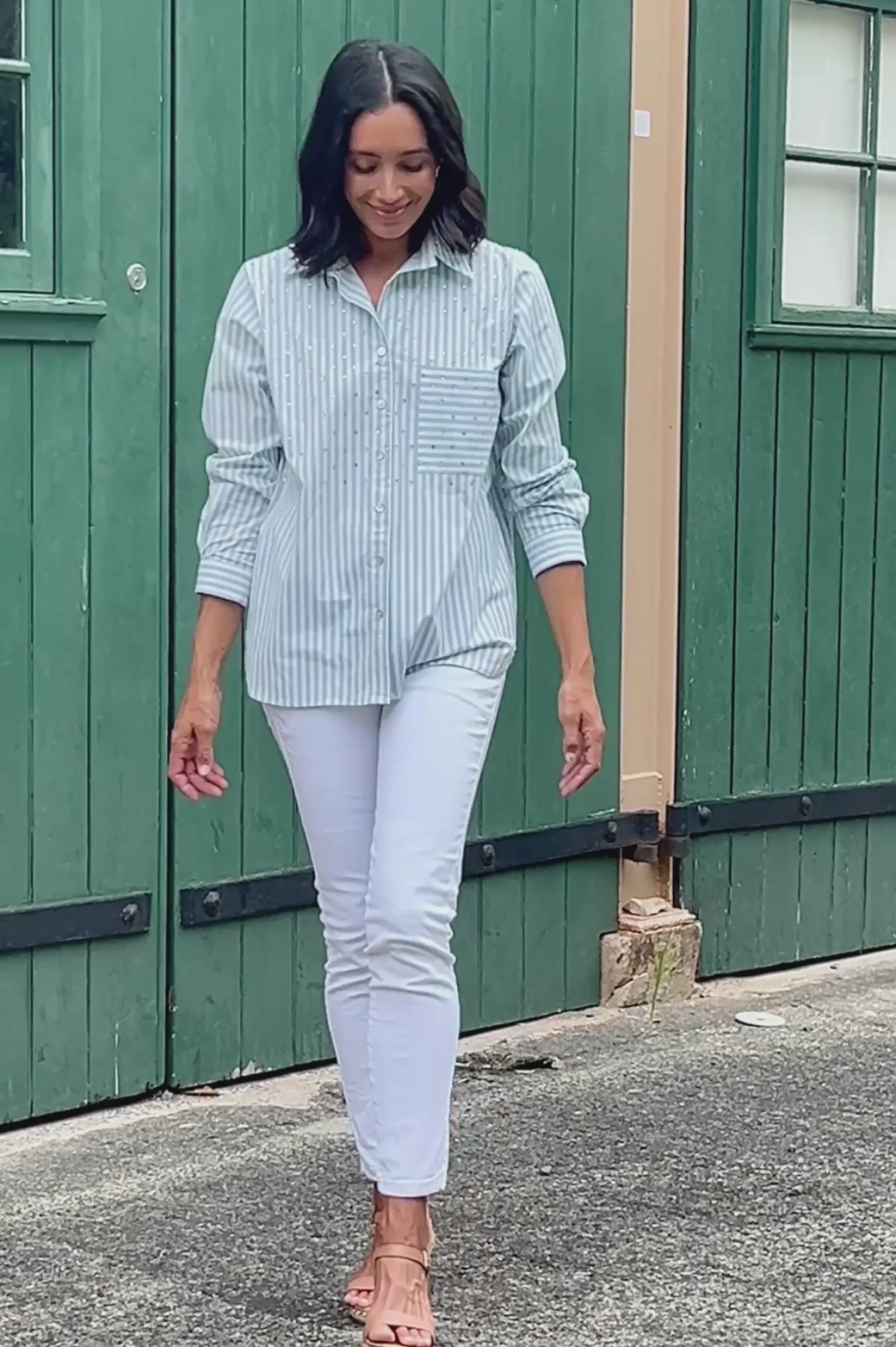 Cheap Carolina Renata Blue Striped Collared Shirt