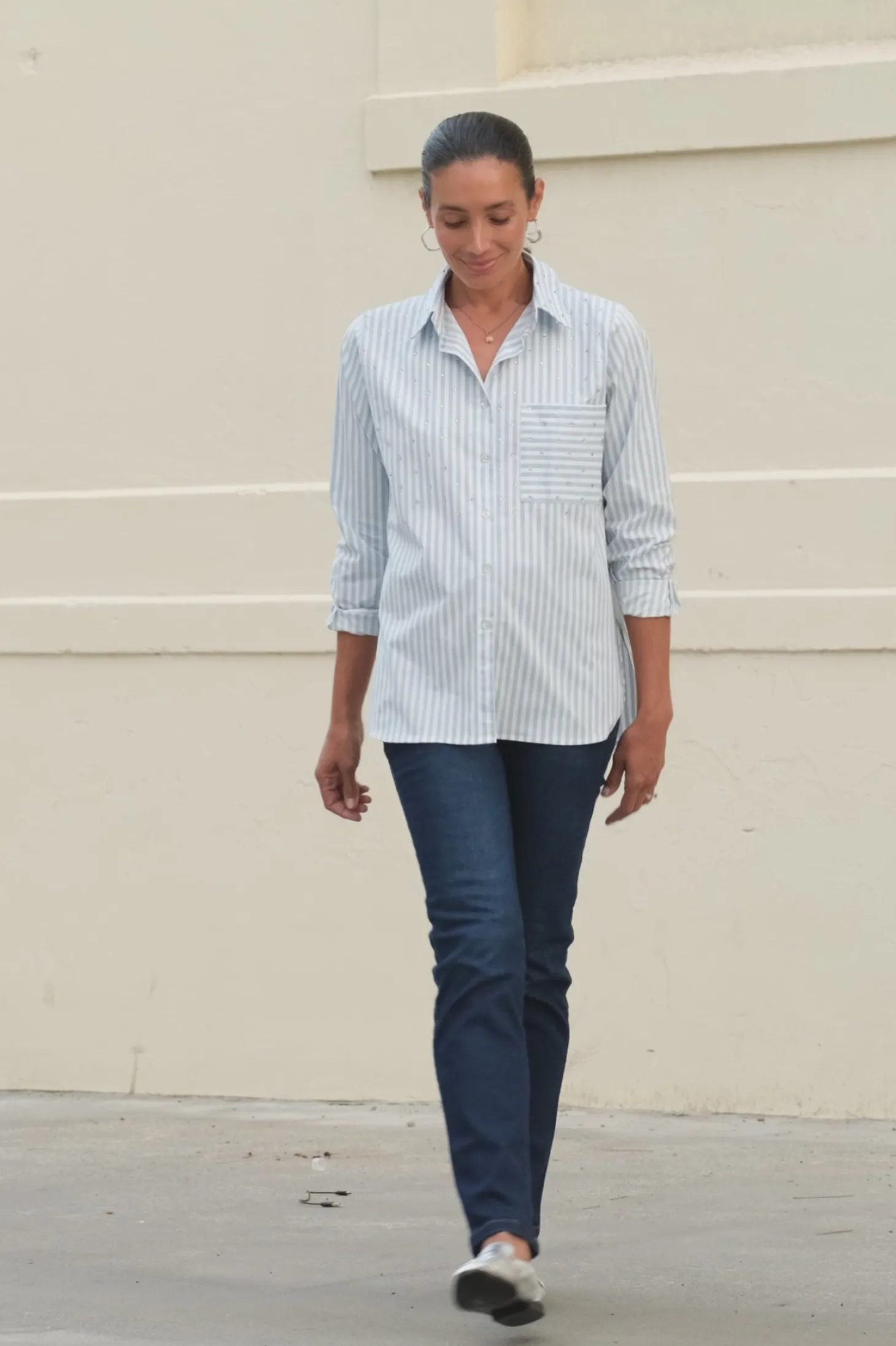 Cheap Carolina Renata Blue Striped Collared Shirt