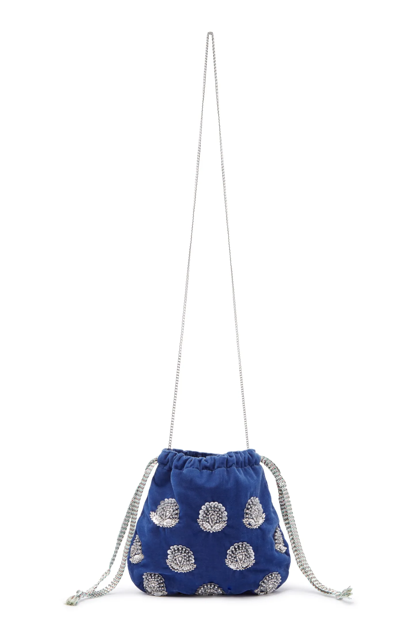 Outlet Carolina Rhiannon Velvet Drawstring Bag Royal Blue