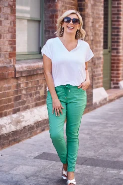 Shop Carolina Rhinestone Side Stripe Crinkle Jogger Lime Green