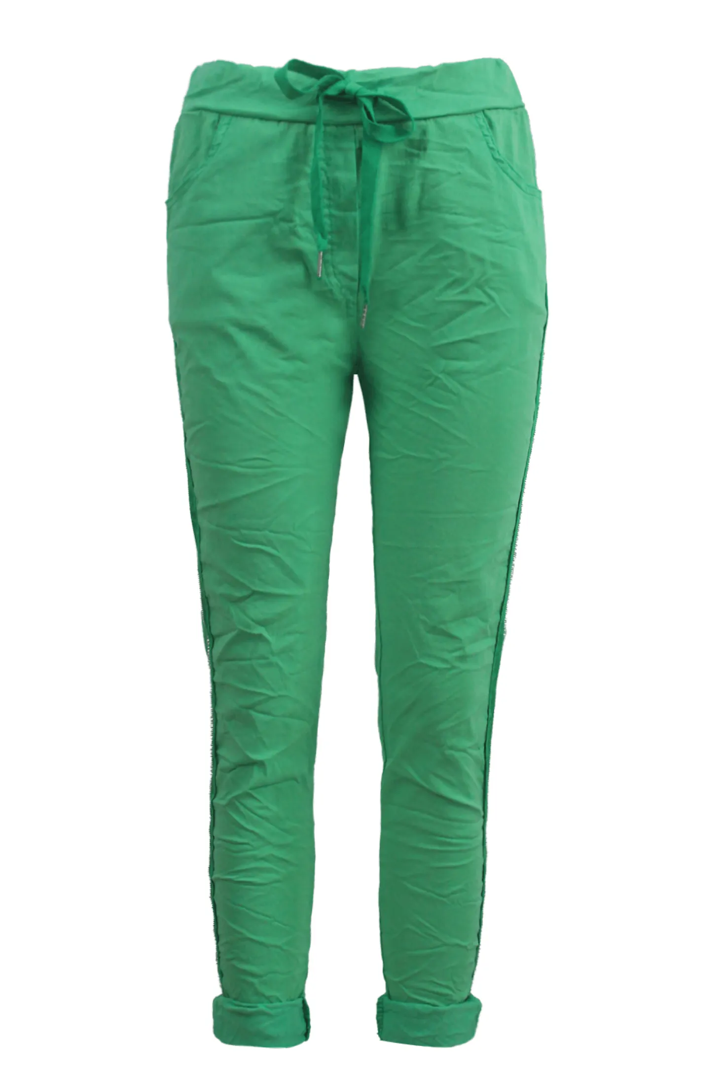 Shop Carolina Rhinestone Side Stripe Crinkle Jogger Lime Green
