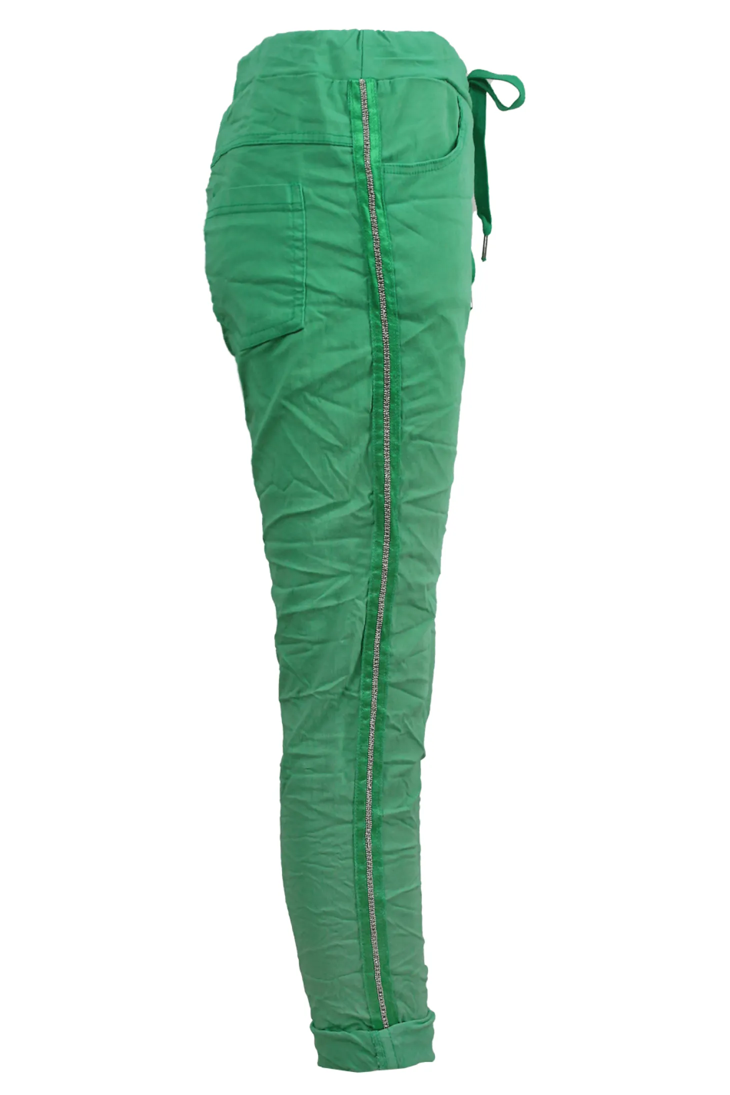 Shop Carolina Rhinestone Side Stripe Crinkle Jogger Lime Green
