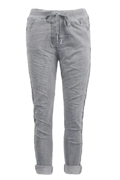 Cheap Carolina Rhinestone Side Stripe Crinkle Jogger Grey
