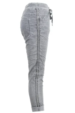 Cheap Carolina Rhinestone Side Stripe Crinkle Jogger Grey