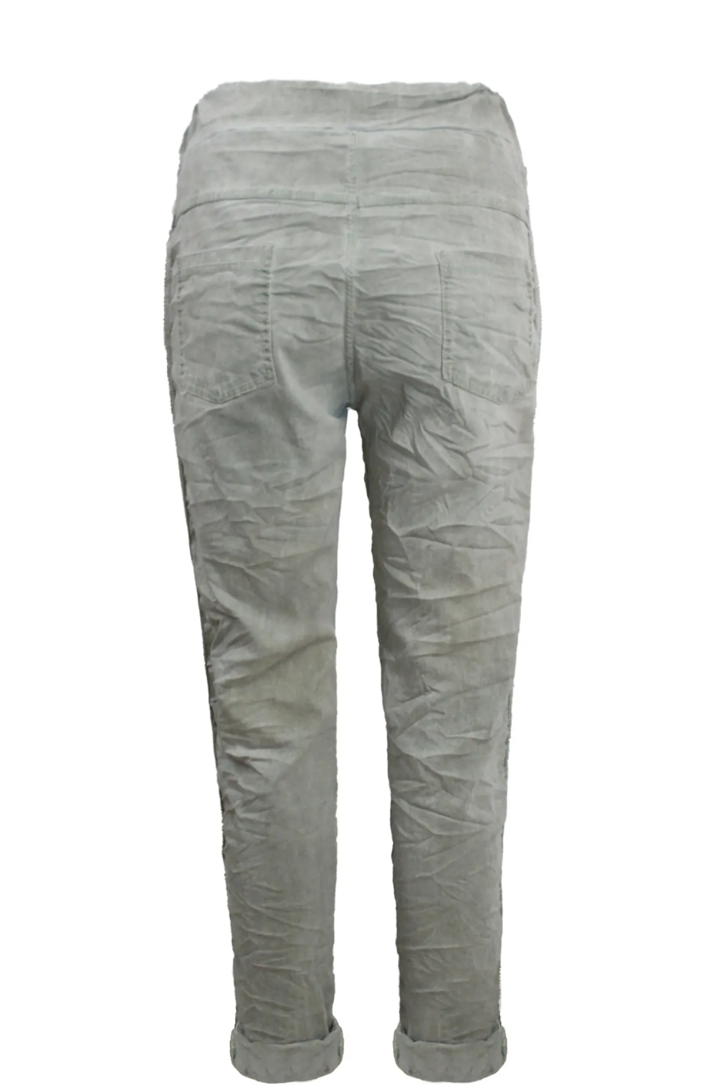 Fashion Carolina Rhinestone Side Stripe Crinkle Jogger Aloe