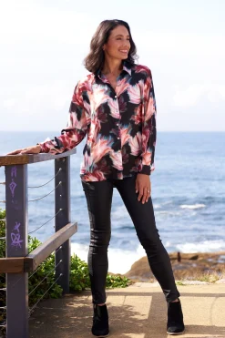 Sale Carolina Romy Floral Collared Long Sleeve Shirt