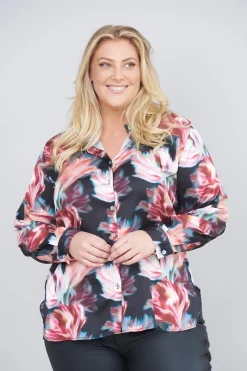 Sale Carolina Romy Floral Collared Long Sleeve Shirt