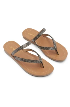 Hot Carolina Samos Slides Black