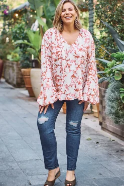 Store Carolina Shannon Floral Long Sleeve Top Rose