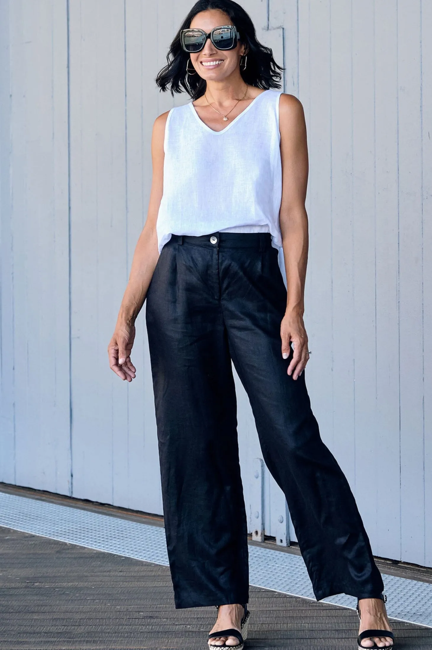 Store Carolina Sharon Linen Pants Black