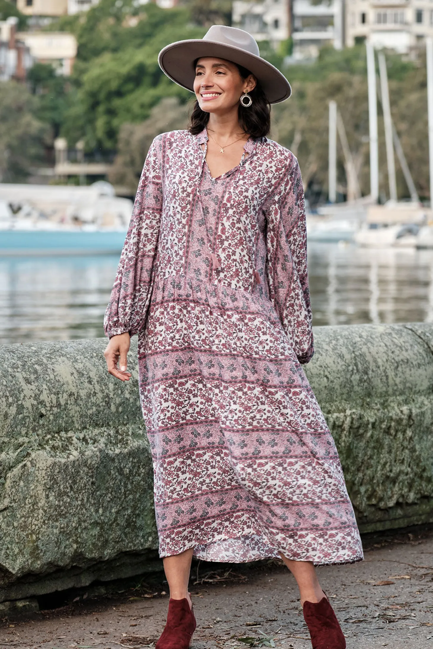 Sale Carolina Shayla Long Sleeve Dress Blush