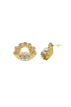 Fashion Carolina Shell Pearl Earrings Gold