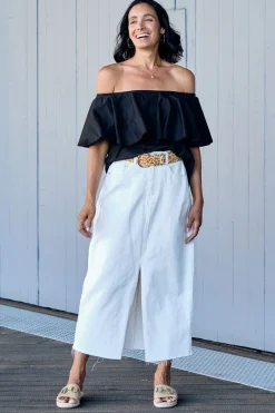 Hot Carolina Sokota Denim Skirt Cream