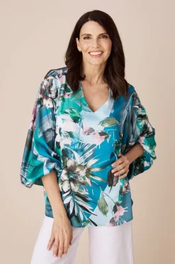 Discount Carolina Sovana Long Sleeve Top in Rosalina Print