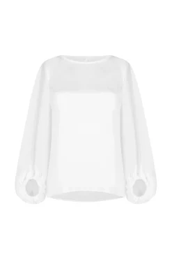 Cheap Carolina Sovana Round Neck Long Sleeve Top White