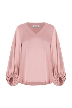 New Carolina Sovana V-neck Long Sleeve Top Rose