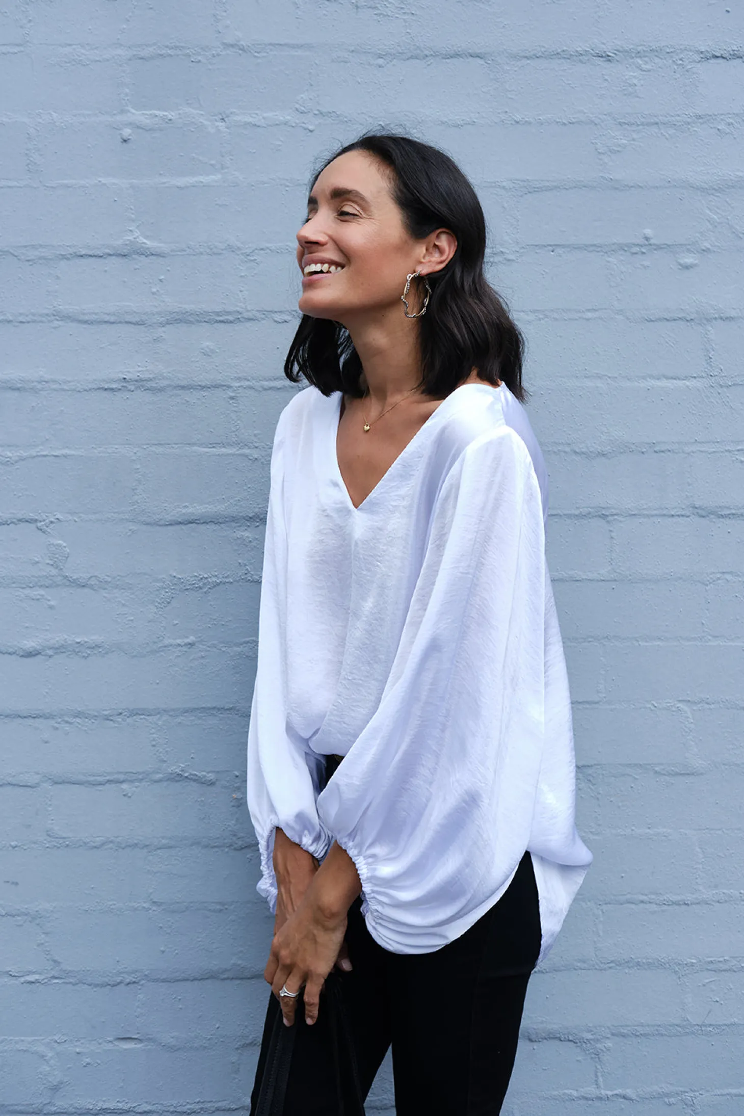 Cheap Carolina Sovana V-neck Long Sleeve Top White
